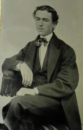Antique Tintype Photo Portrait Of Handsome Dapper Seated Young Man Nicely Posed