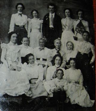 Tintype Photo Of A Lucky Gent Posing With A Large Group Of Lovely Women