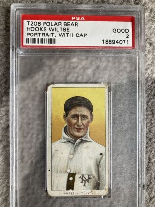 1911 T206 Hooks Wiltse Portrait,  With Cap - Psa 2 Rare Polar Bear