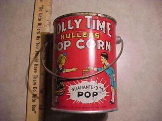 , And Rare Antique 1927 Jolly Time Hulless Popcorn Tin Container W/lid