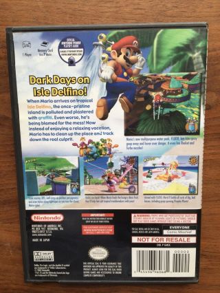 Mario Sunshine (GameCube,  2002) NOT FOR RESALE black label RARE Nintendo 2