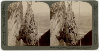 Greece Meteora Rope Access To Monastery Of St Barlaam Stereoview 2465 Ugr95 Nm
