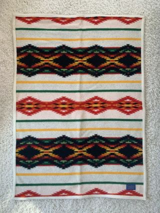 Pendleton Beaver State Blanket Wool 32 X 44 " Vintage Rare Exc Baby Crib Reverse