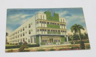 Vtg Postcard Ocean Drive Miami Beach Florida The Clyde Hotel Art Deco Exterior