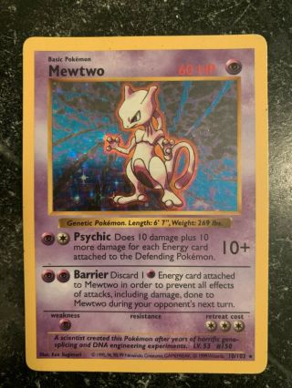 1999 Pokemon Mewtwo Holo - 1st Edition Rare Shadowless - Lp