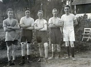 1918 Young German Men Teenage Boys Coach Fotball Game Soccer Team