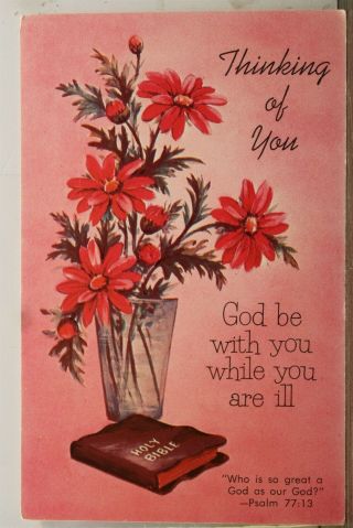 Greetings Thinking Of You God Be With You Postcard Old Vintage Card View Post Pc