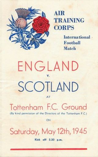 Very Rare England V Scotland Raf War - Time Football Programme At Tottenham 1945