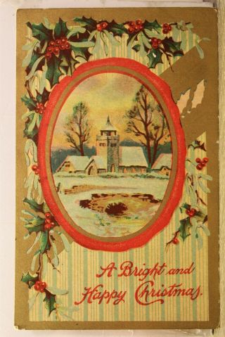 Christmas A Bright Happy Xmas Postcard Old Vintage Card View Standard Souvenir