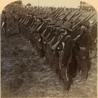 Spanish American War: Soldiers W Guns Drill 1899 Jf Jarvis C197