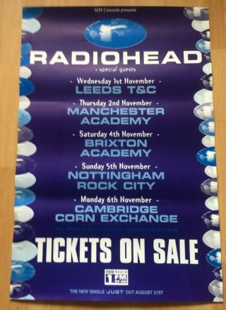 Radiohead Uk Large Tour Poster 1995 Rare Poster