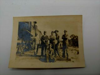 Vintage 6 Men Train Railroad Workers 3.  5 " X 2.  5 " Black White Photo T1