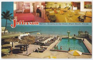 Miami Beach Florida The Jefferson Hotel Vintage Postcard 770