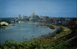 St Paul Minnesota Skyline Aerial View 1950 - 60s Vintage Postcard