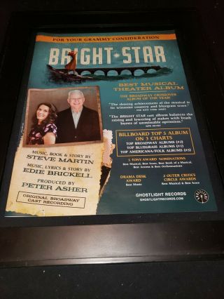 Edie Brickell Steve Martin Bright Star Rare Promo Poster Ad Framed