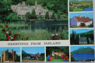 Greetings From Ireland Tourism Block Photos Vintage Antique Postcard