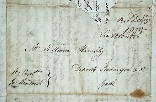 Rare 1805 Cross Border Stampless Cover / Letter Ny To York/toronto Canada