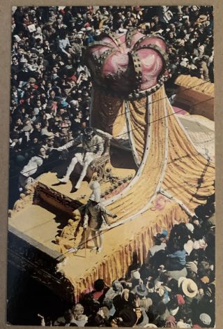 Vintage Postcard Orleans La Mardi Gras Parade Float Louisiana King Rex