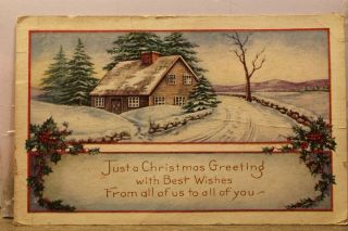 Christmas Xmas Greetings Best Wishes All Of You Postcard Old Vintage Card View