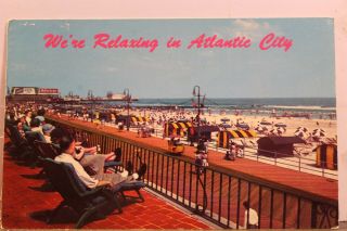 Jersey Nj Marlborough Blenheim Hotel Deck Relaxing Postcard Old Vintage Card