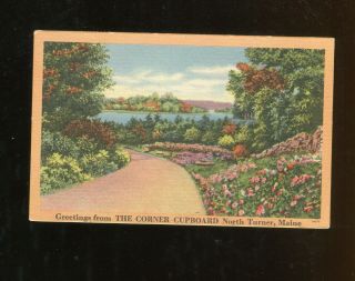 Vintage Postcard Greetings From The Corner Cupboard North Turner Maine