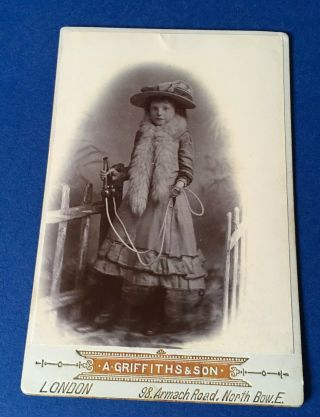 Victorian Cvd Carte De Visite - Young Girl & Skipping Rope 6.  5” (16.  5cm) Tall