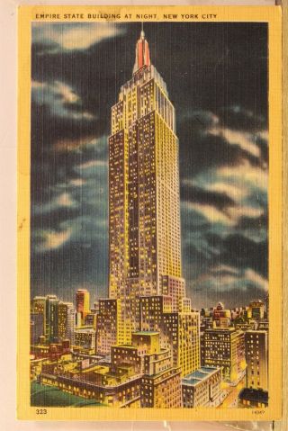 York Ny Nyc Empire State Building Night Postcard Old Vintage Card View Post