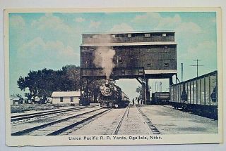 Vintage Postcard Union Pacific Railroad Yards,  Ogallala,  Nebraska,  Trains,  Locom