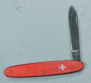 Vintage Elinox Victorinox Red Alox Beginner Swiss Army Knife 75mm Old Cross Rare