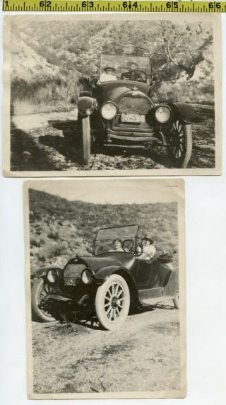 (2) Vintage 1920 Car & Auto Photos / California Travelers Drive Open Automobile