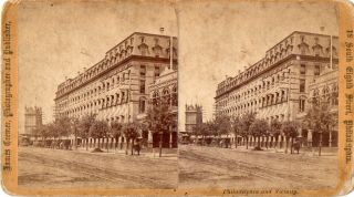 1876 Transcontinental Hotel,  Centennial Grounds,  Philadelphia.  Stereoview Photo 2