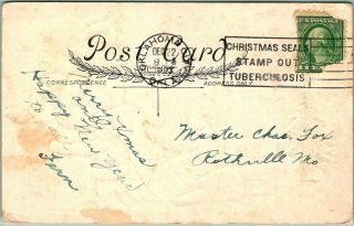 Vintage 1923 Whitney CHRISTMAS Postcard SANTA CLAUS / List of Names & Children 2
