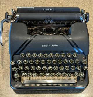1946 - 47 Smith - Corona Sterling Typewriter W/travel Case - Antique,  Rare