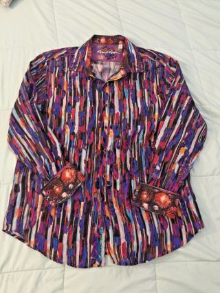 Robert Graham Mens Multicolor Longsleeve Shirt Sz Xl Rare Silk And Cotton