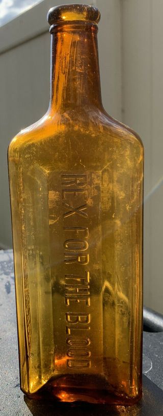 Ex Rare Large Size Rex For The Blood Rex Medicine Company Louisville,  Ky Amber
