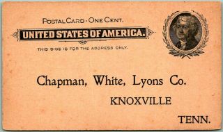 Vintage 1902 Knoxville,  Tennessee Business Postcard " Chapman,  White,  Lyons Co.  "