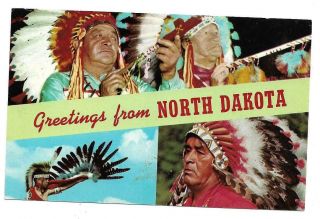 Vintage Rppc,  Greetings From North Dakota,  4 Views,  Native Americans