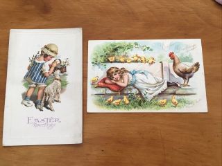 Vintage Antique Easter Lamb Chicks Embossed Unposted 1909 Greeting Post Cards
