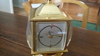 Rare Angelus Swiss Dedication Table Clock 8 Day Alarm Weather Station 1003 Nr