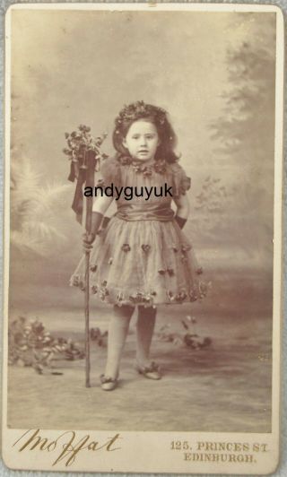 Cdv Girl Flowers In Dress Hair Stick Moffat Edinburgh Antique Photo Dancer Actor
