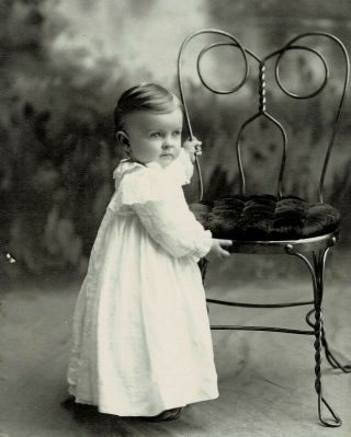 Antique Cabinet Card Victorian Baby In Dress By Ice Cream Parlor Chair