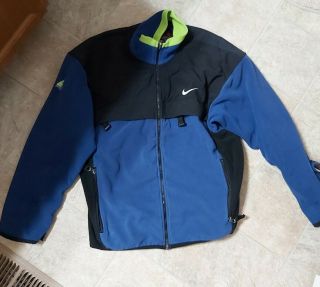 Vintage Rare Nike Acg Full Zip Fleece Jacket Thermafit Blue Size L (fits L/xl)