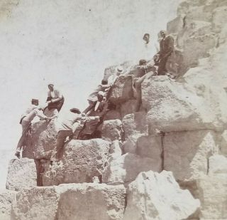 Antique Stereoscope/stereoview Card Keystone Great Pyramid Of Khufu,  Egypt 1899