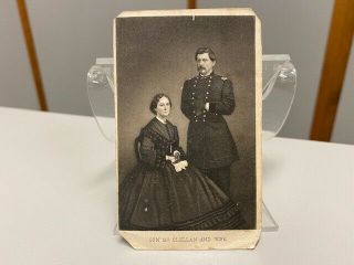 General George Mcclellan & Wife Civil War Cdv Photo 1860s R.  R.  Landon Chicago
