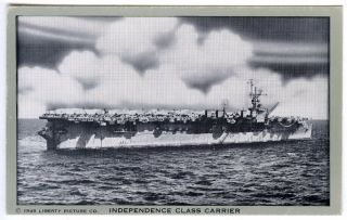Independence Class Aircraft Carrier Wwii Navy Ship 1945 Postcard