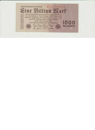 Ro.  126a,  Germany Banknote,  1000 Milliarden (billion) Mark 1923,  Pick 129,  Rare