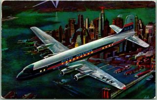 Vintage North American Airlines Aviation Postcard Dc - 6b Airliner C1950s