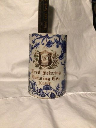Antique Rare 1907 Fred Sehring Brewing Company Joliet Illinois Beer Mug Ale