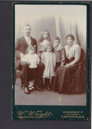 Victorian Cabinet Card - Family Of Six - Photo W.  Wright,  London