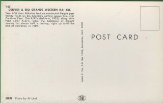 Vintage Postcard Train Denver & Rio Grande Western RR CO Railroad k - 36 Freight 2